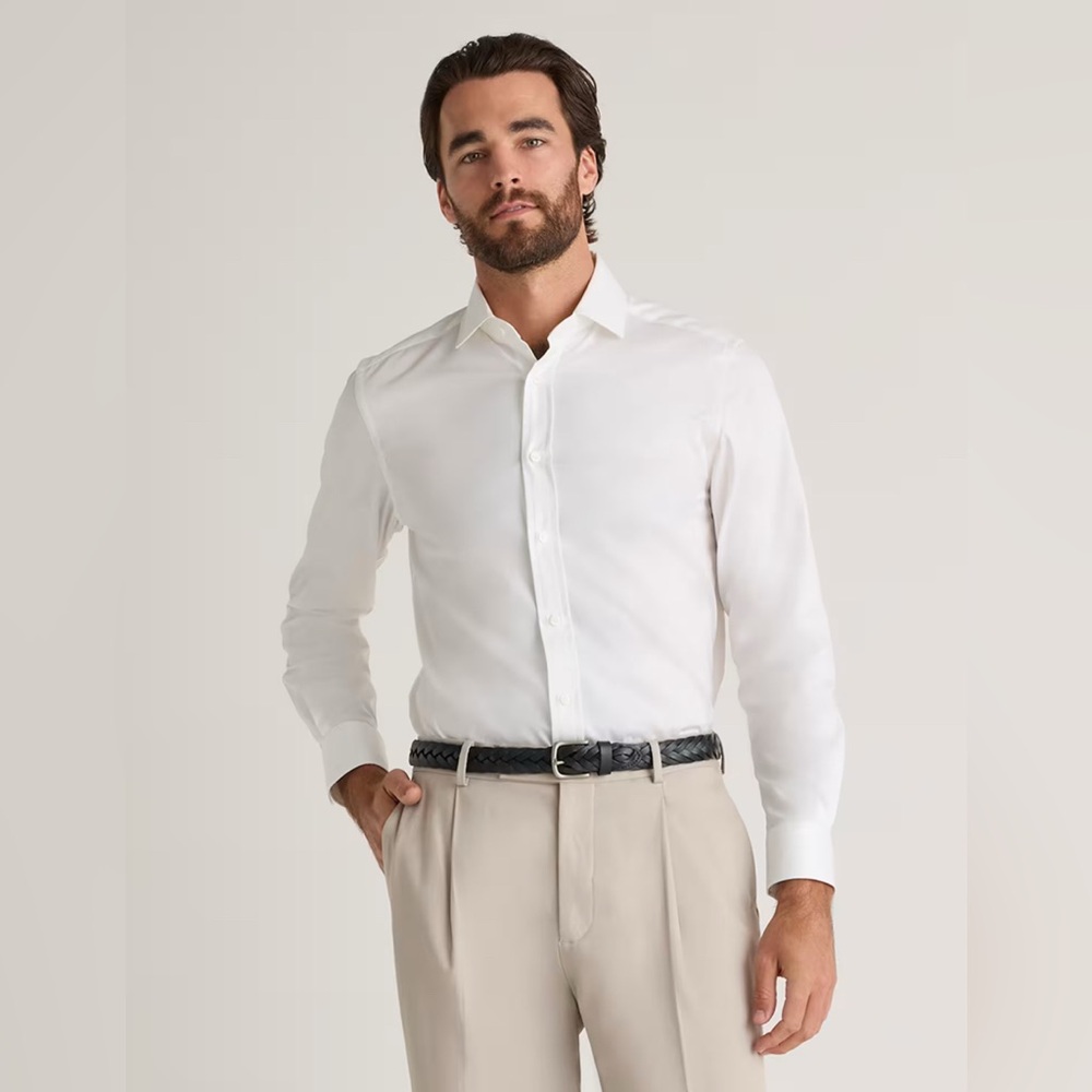 NWT Quince Organic Cotton Stretch Twill Dress Shirt - L - White